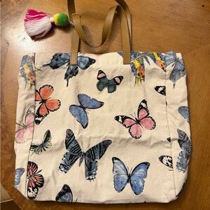 Unk Multicolor Butterfly Canvas Tote